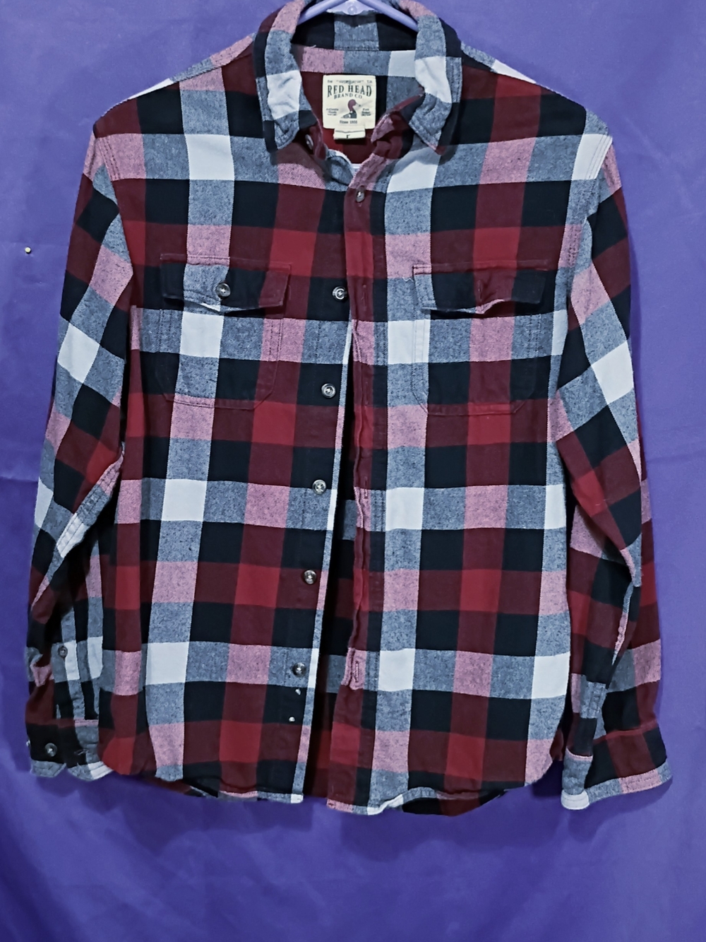 RedHead Red, Black & White Plaid Button-Down Shirt